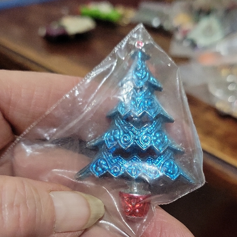 Blue Christmas Tree Brooch